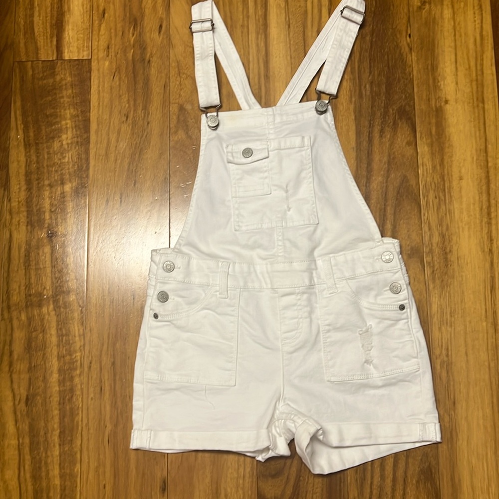 Justice white overalls size 16